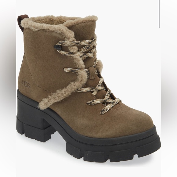 UGG Brooklyn Water Resistant Hiker Boot with Genuine Shearling Trim - Picture 1 of 11
